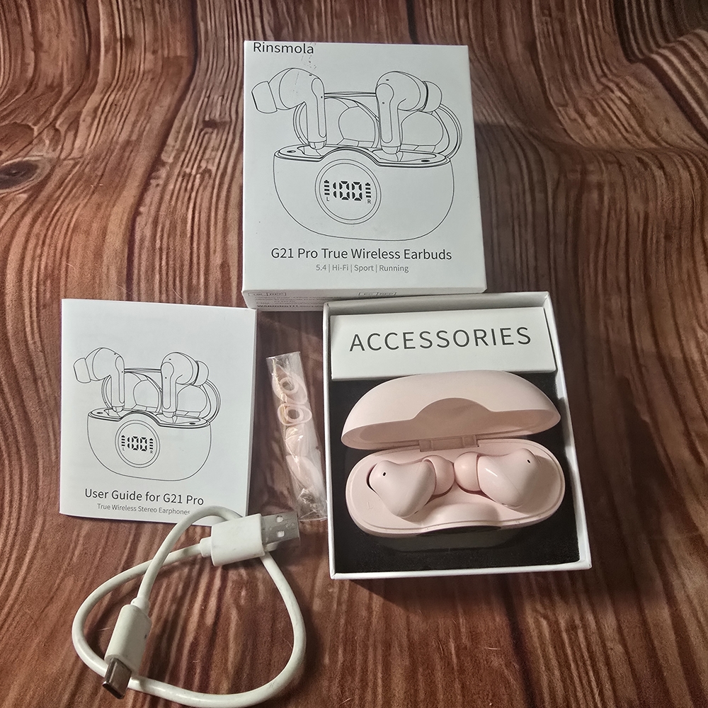 Rinsmola G21 Pro Wireless Earbuds in Pink